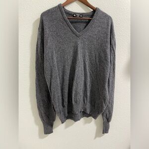 St Michael Pure Lambs Wool Men's V-Neck Sweater in Gray